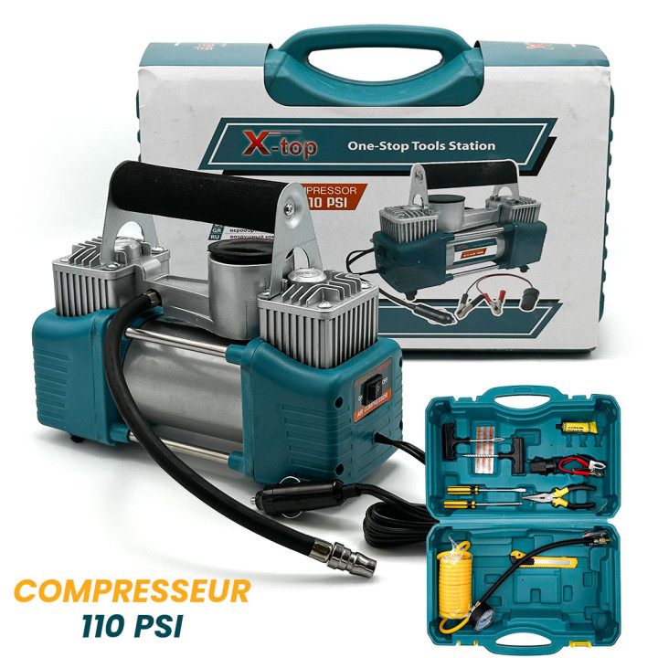 Compresseur d'Air "X-Top" 110 PSI – Avec Mallette d'Accessoires