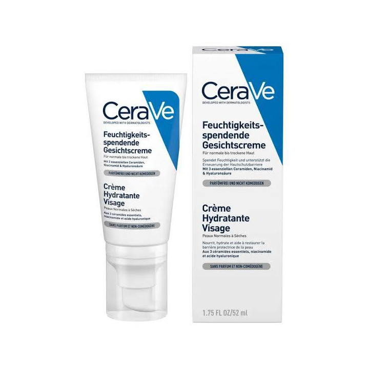 CeraVe Crème Hydratante Visage Peaux Normales à Sèches 52ml – Livraison 69 wilayas – Paiement CIB, Dahabia ou à la livraison