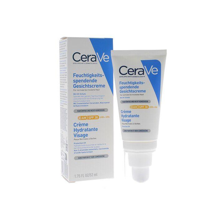 CeraVe Crème Hydratante Visage SPF 30 Peaux Normales à Sèches 52ml – 