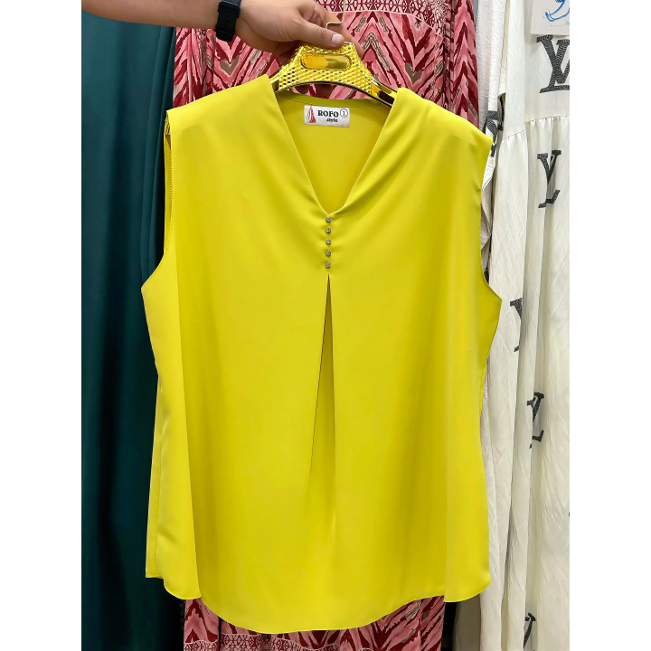 Tunique Femme Sans Manches Col V Noué Taille 1 & Taille 2 – Livraison 69 wilayas – Paiement CIB, Dahabia ou à la livraison