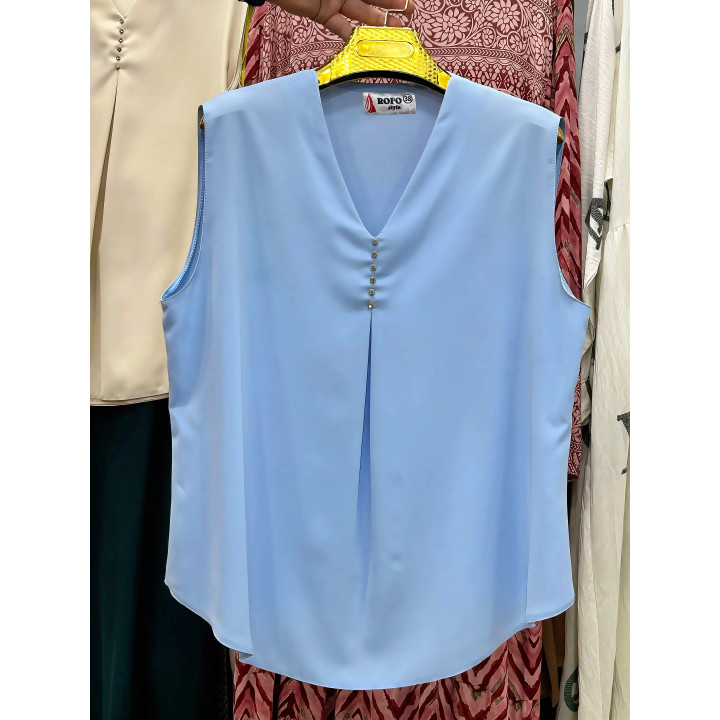 Tunique Femme Sans Manches Col V Noué Taille 1 & Taille 2 – Livraison 69 wilayas – Paiement CIB, Dahabia ou à la livraison
