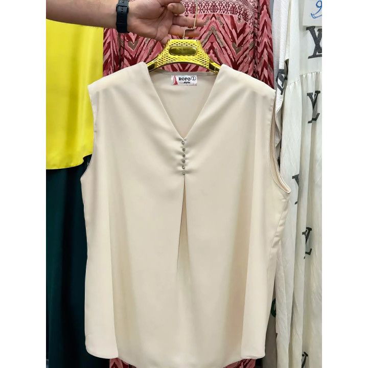 Tunique Femme Sans Manches Col V Noué Taille 1 & Taille 2 – Livraison 69 wilayas – Paiement CIB, Dahabia ou à la livraison