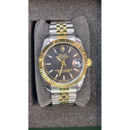 Montre Femme Acier Inoxydable Bicolore Cadran Noir – Livraison 69 wilayas – Paiement CIB, Dahabia ou à la livraison