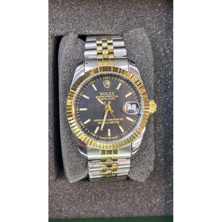 Montre Femme Acier Inoxydable Bicolore Cadran Noir – Livraison 69 wilayas – Paiement CIB, Dahabia ou à la livraison