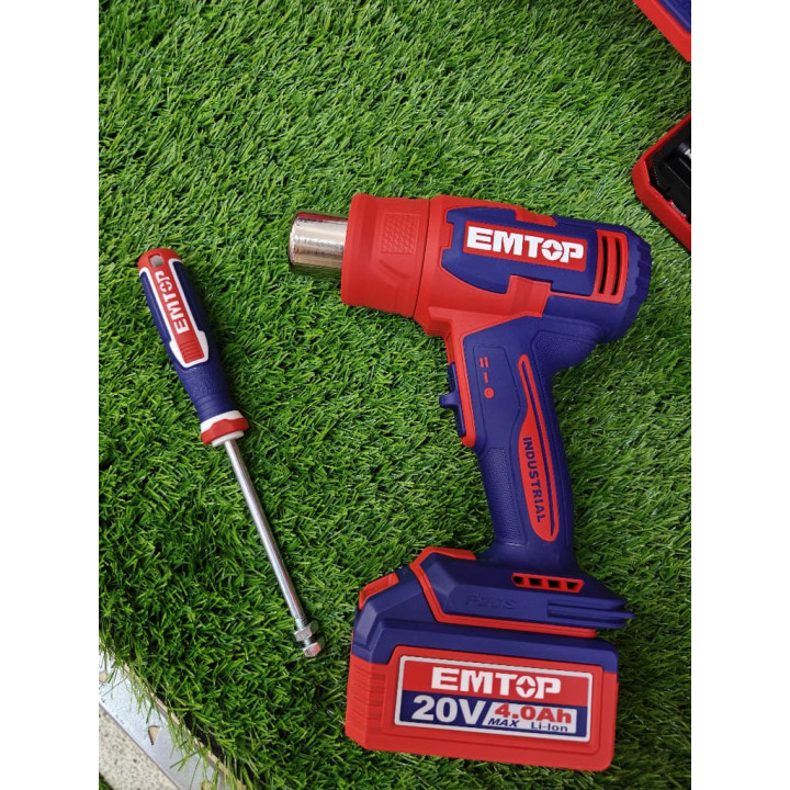 Pistolet Thermique Sans Fil EMTOP 20V 2 Batteries 4.0Ah et Accessoires