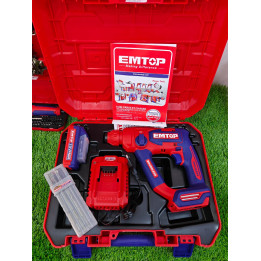 Perforateur Burineur Sans Fil EMTOP 20V Brushless Batterie 2.0Ah et Accessoires