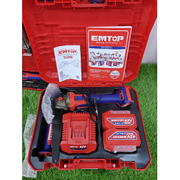 Meuleuse d'Angle Sans Fil EMTOP 42V Max 2 Batteries 2.0Ah et Accessoires