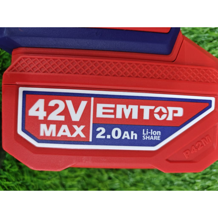 Meuleuse d'Angle Sans Fil EMTOP 42V Max 2 Batteries 2.0Ah et Accessoires
