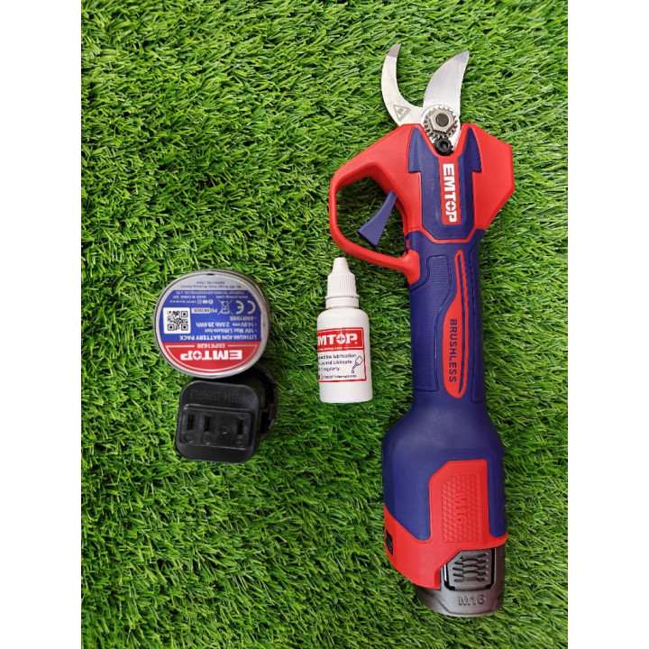 Sécateur Électrique Sans Fil EMTOP Brushless 2 Batteries et Accessoires