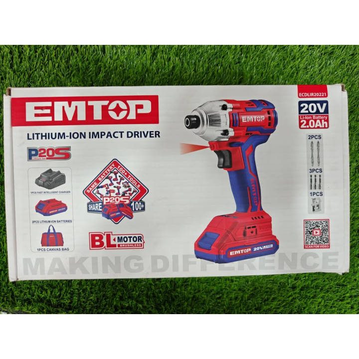 Sécateur Électrique Sans Fil EMTOP Brushless 2 Batteries et Accessoires