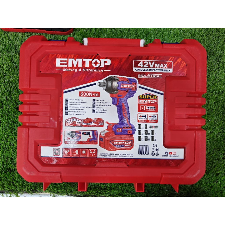 EMTOP Clé à Chocs Sans Fil 42V MAX 600 Nm Brushless Kit Complet – Livraison 69 wilayas – Paiement CIB, Dahabia ou à la livraison