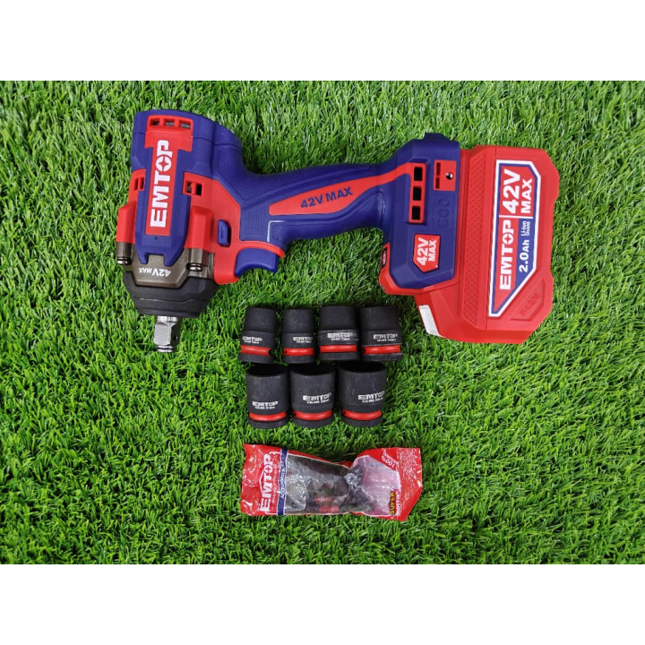 EMTOP Clé à Chocs Sans Fil 42V MAX 600 Nm Brushless Kit Complet – Livraison 69 wilayas – Paiement CIB, Dahabia ou à la livraison