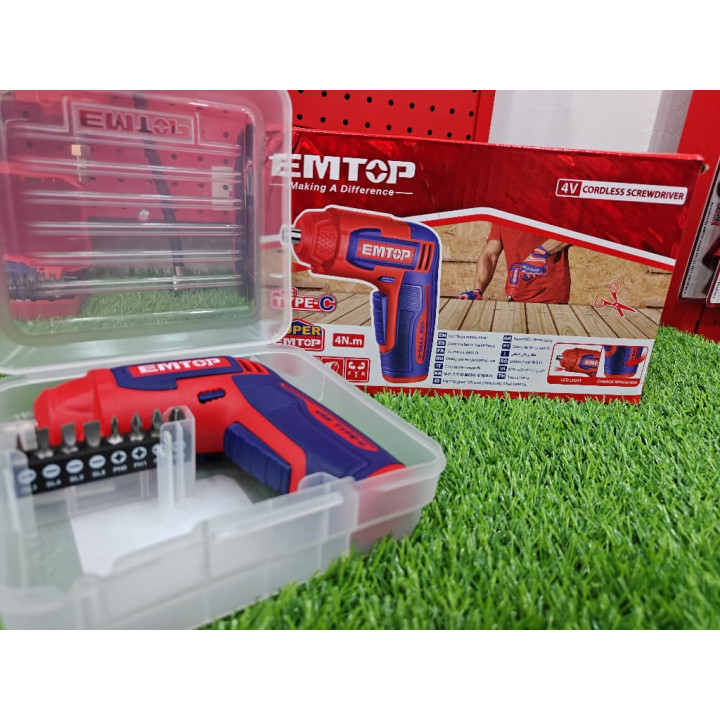 EMTOP Tournevis Sans Fil 4V USB Type-C Kit 19 Pièces – Livraison 69 wilayas – Paiement CIB, Dahabia ou à la livraison