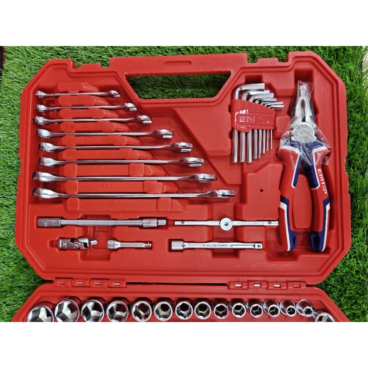 EMTOP Coffret d'Outils 91 Pièces 1/4" & 3/8" Caisse Rigide – Livraison 69 wilayas – Paiement CIB, Dahabia ou à la livraison