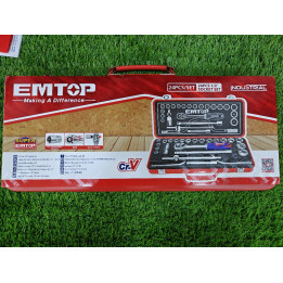 EMTOP Coffret 24 Douilles 1/2" Acier Cr-V Caisse Métallique – Livraison 69 wilayas – Paiement CIB, Dahabia ou à la livraison