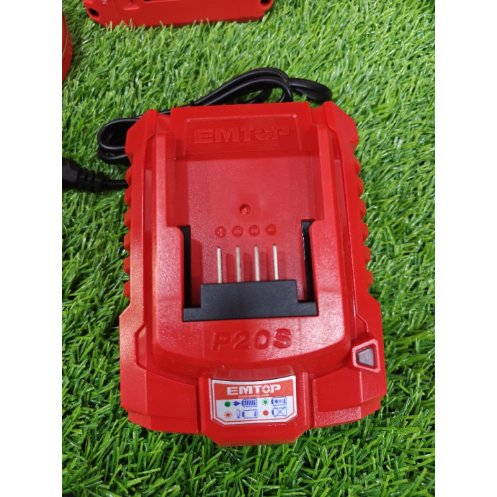 Combiné 2 Outils Sans Fil Brushless 20V EMTOP Perceuse 66Nm et Meuleuse 115mm