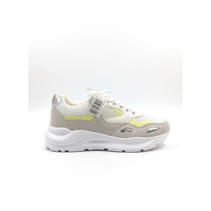 Basket Femme – Sneakers Chunky Blanc, Beige & Jaune