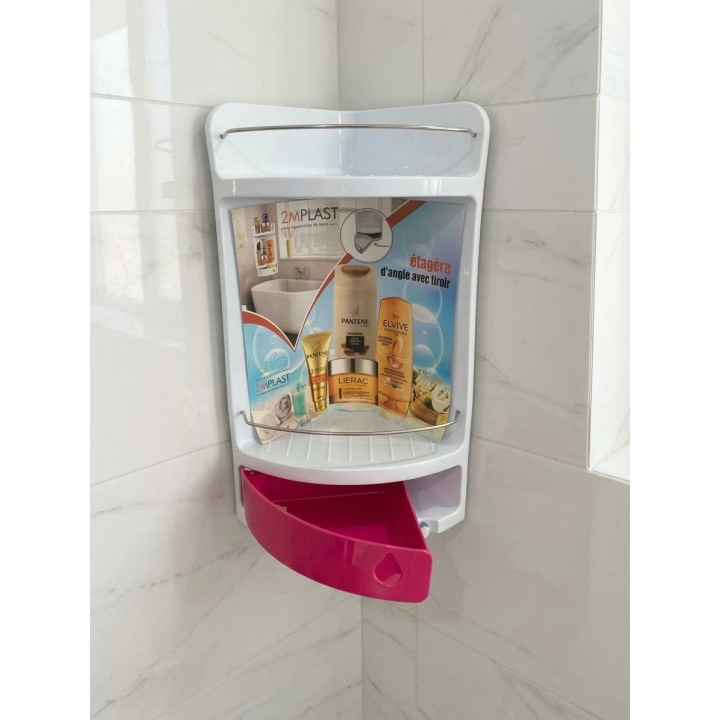 Étagère d'Angle Salle de Bain avec Tiroir et Crochets – Livraison 69 wilayas – Paiement CIB, Dahabia ou à la livraison