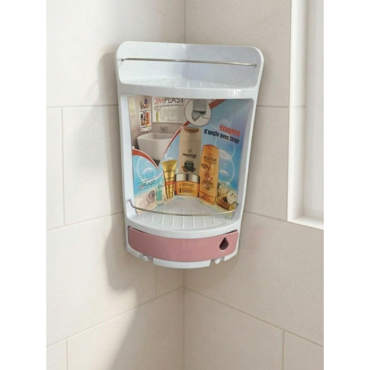 Étagère d'Angle Salle de Bain avec Tiroir et Crochets – Livraison 69 wilayas – Paiement CIB, Dahabia ou à la livraison