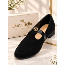 Chausson Femme Dona Bella Mary Noir Boucle Dorée – Livraison 69 wilayas – Paiement CIB, Dahabia ou à la livraison