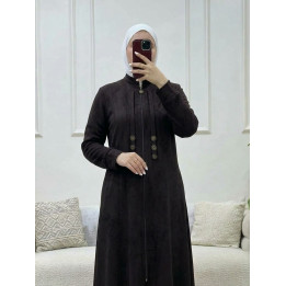 Manteau Long Abaya Manteau Tissu Suédine Col Montant Fermeture Éclair – Livraison 69 wilayas – Paiement CIB, Dahabia ou à la liv