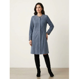 Manteau Mi-Long Effet Daim – Coupe Structurée et Col Travaillé