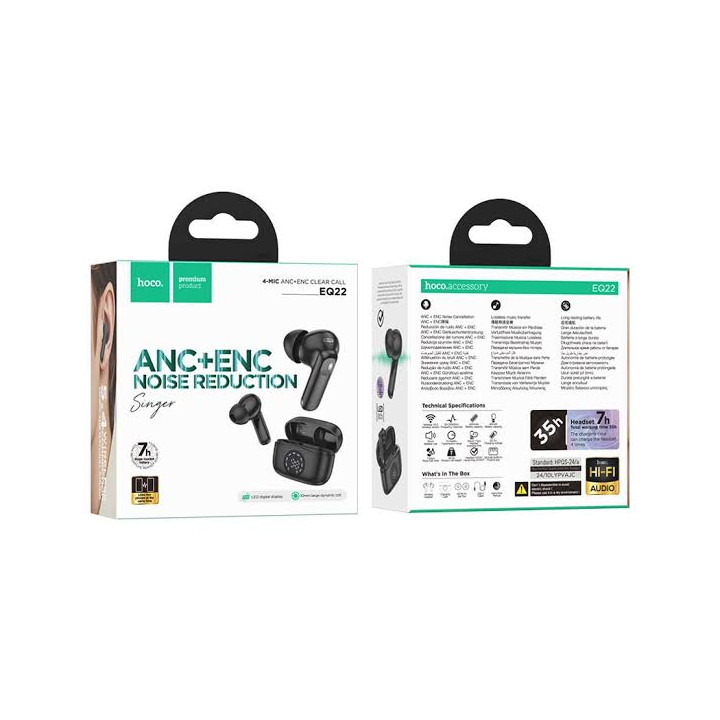 Hoco EQ22 Singer Écouteurs Sans Fil TWS Bluetooth 5.4 ANC ENC – Livraison 69 wilayas – Paiement CIB, Dahabia ou à la livraison