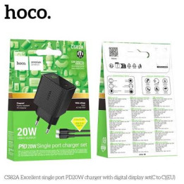 Hoco CS82A Excellent Chargeur Secteur PD 20W Affichage Numérique Type-C – – Paiement CIB, Dahabia ou à la la livraison.