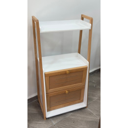 Meuble Rangement Multiusage Bois & Blanc | Colonne avec 2 Tiroirs