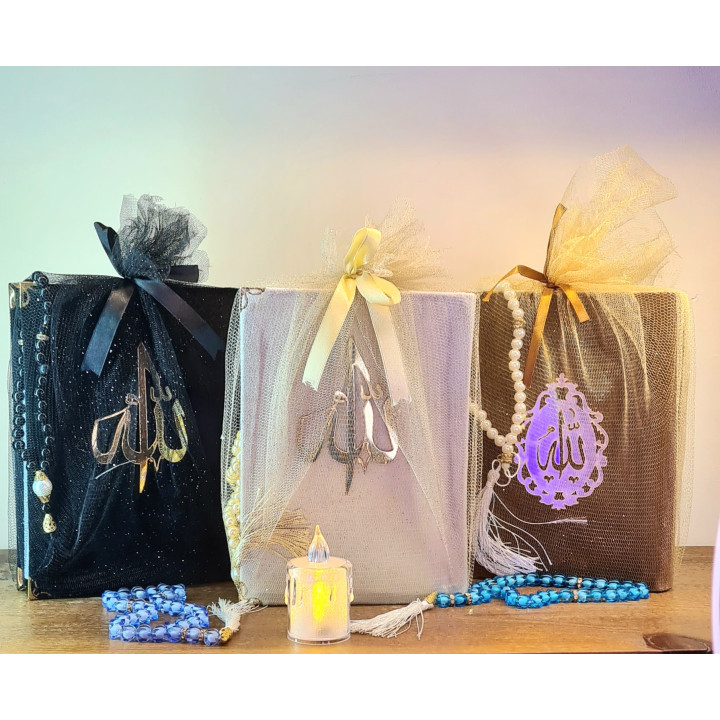 Coffret Coran avec Chapelet (Sebha) – Emballage Cadeau Luxueux – Livraison 69 wilayas – Paiement CIB, Dahabia ou à la livraison