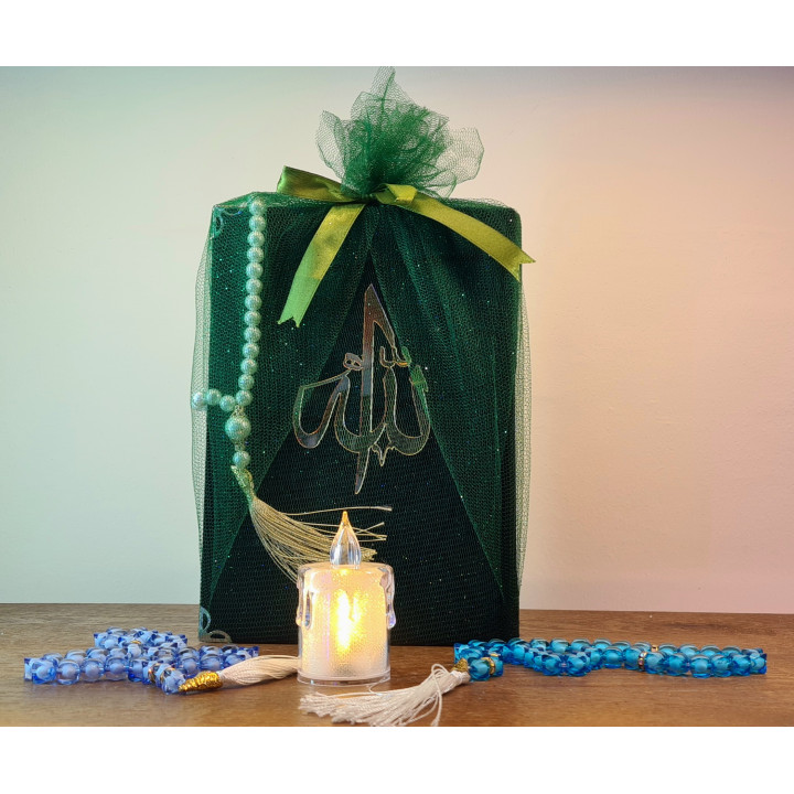 Coffret Coran avec Chapelet (Sebha) – Emballage Cadeau Luxueux – Livraison 69 wilayas – Paiement CIB, Dahabia ou à la livraison