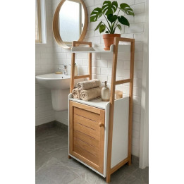 Meuble de rangement salle de bain en bois et blanc – Livraison 69 wilayas – Paiement CIB, Dahabia ou à la livraison