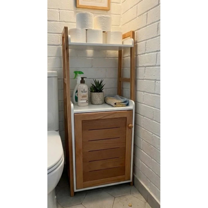 Meuble de rangement salle de bain en bois et blanc – Livraison 69 wilayas – Paiement CIB, Dahabia ou à la livraison