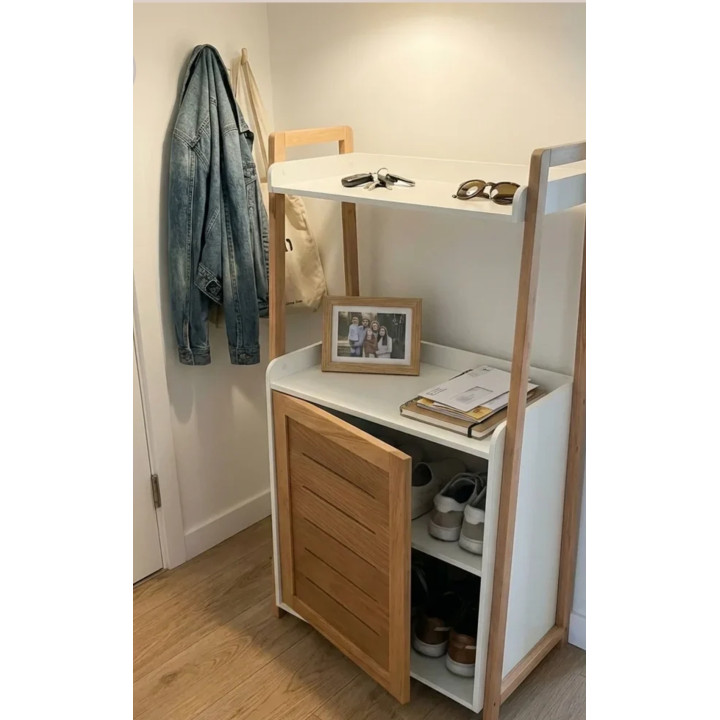 Meuble de rangement salle de bain en bois et blanc – Livraison 69 wilayas – Paiement CIB, Dahabia ou à la livraison