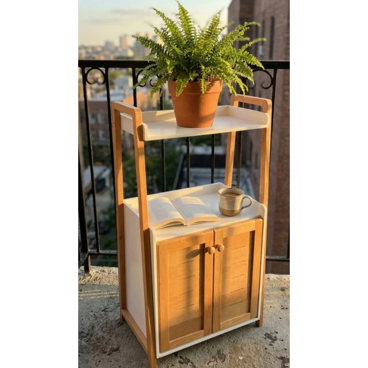 Meuble Rangement Multiusage Bois & Blanc | Colonne