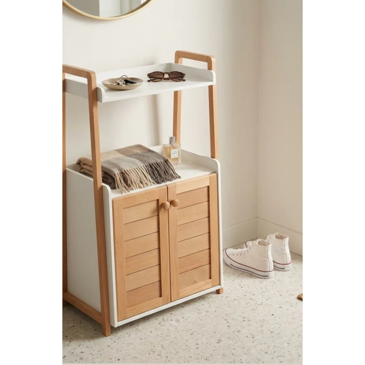 Meuble Rangement Multiusage Bois & Blanc | Colonne