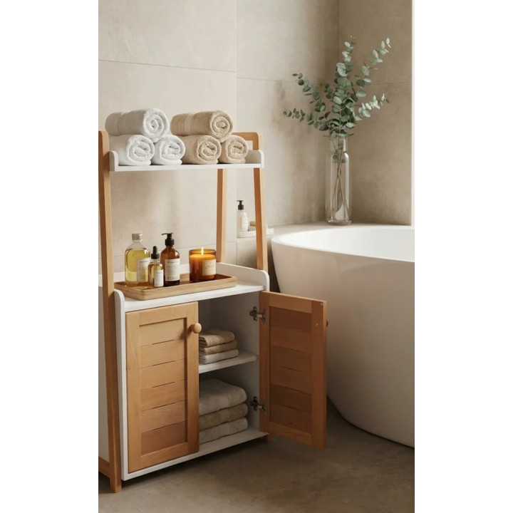 Meuble Rangement Multiusage Bois & Blanc | Colonne