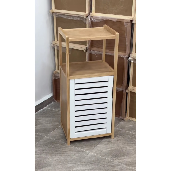 Meuble Rangement Multiusage Bois & Blanc | Colonne avec Placard