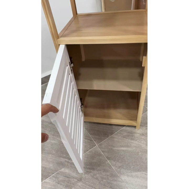 Meuble Rangement Multiusage Bois & Blanc | Colonne avec Placard