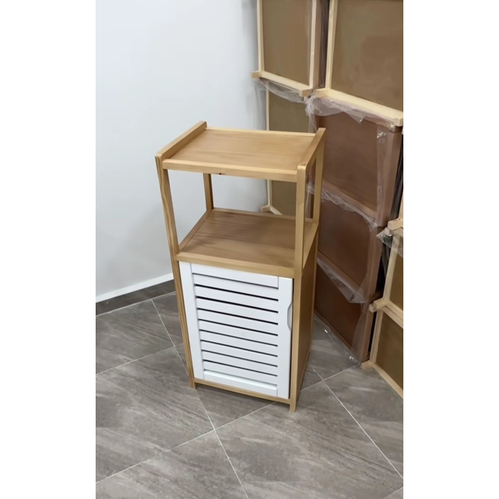 Meuble Rangement Multiusage Bois & Blanc | Colonne avec Placard