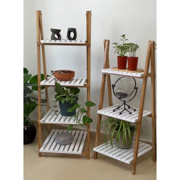 Étagère Triangulaire Multiusage Bois & Blanc |  4 Niveaux |  3 Niveaux